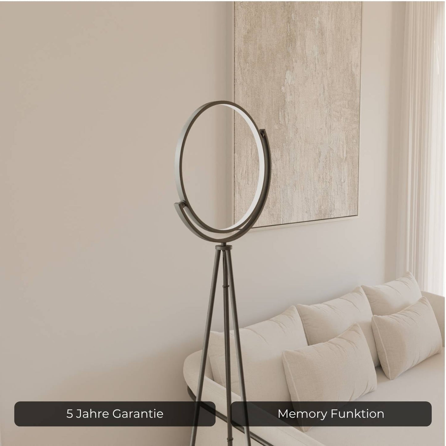 Futuristic Modern Floor Lamp with Rotating Lampshade | Standing Light for Living Room