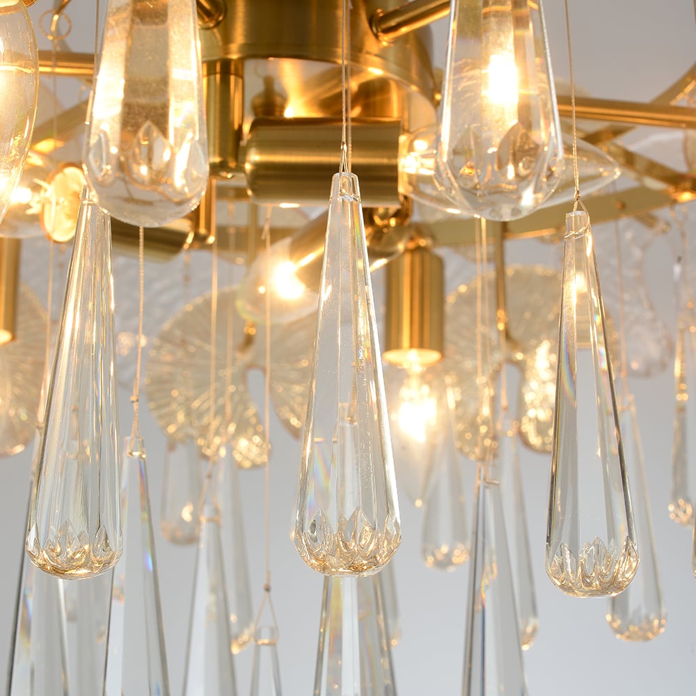 Luxury Tiered Crystal Chandelier in Gold Finish | Elegant Ceiling Light