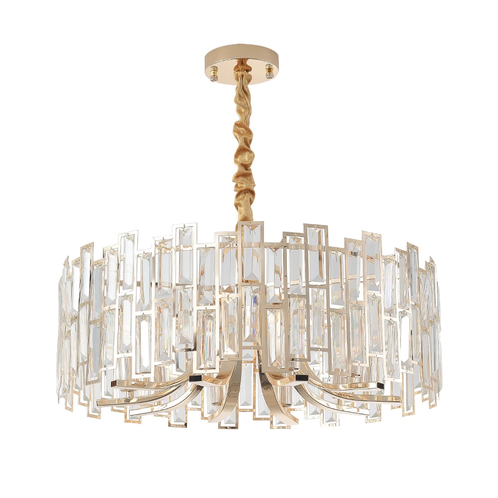 Golden Crystal Chandelier for Living Room | Modern Elegant Ceiling Light