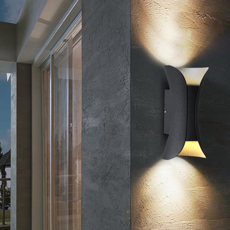 Outdoor LED Wall Sconce in Modern Curved Design | Waterproof Up and Down Wall Light