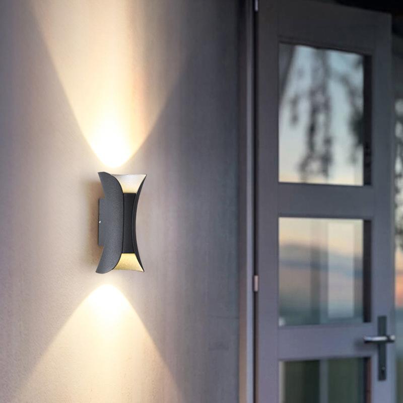 Outdoor LED Wall Sconce in Modern Curved Design | Waterproof Up and Down Wall Light