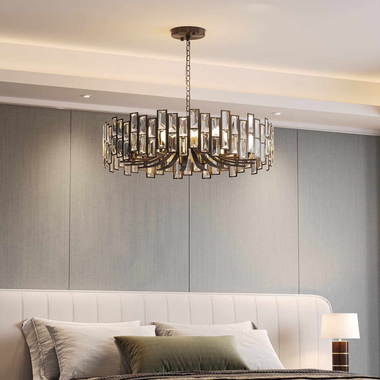 Golden Crystal Chandelier for Living Room | Modern Elegant Ceiling Light