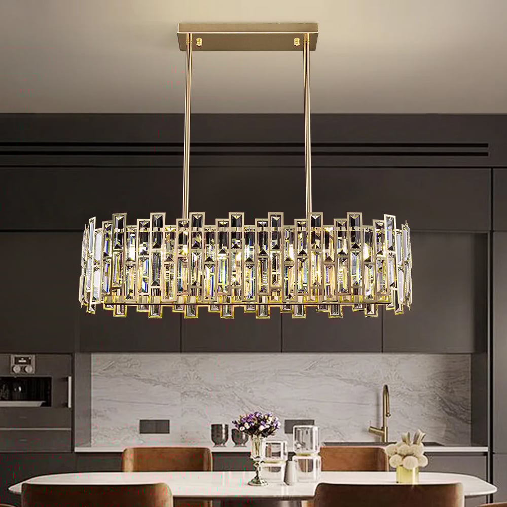 Golden Crystal Chandelier for Living Room | Modern Elegant Ceiling Light