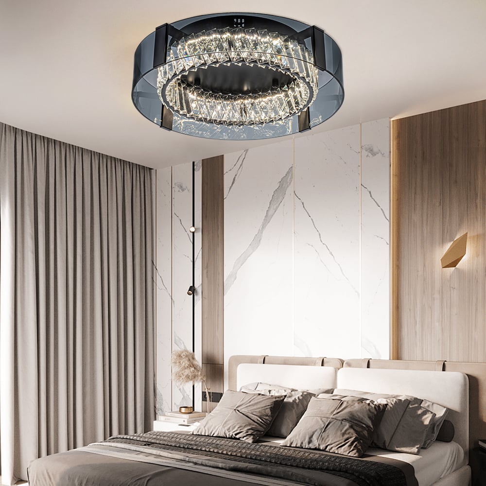 Luxury Crystal LED Chandelier with Remote | Modern Dimmable Ceiling Light