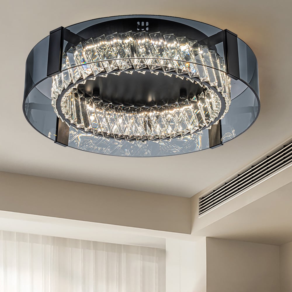 Luxury Crystal LED Chandelier with Remote | Modern Dimmable Ceiling Light