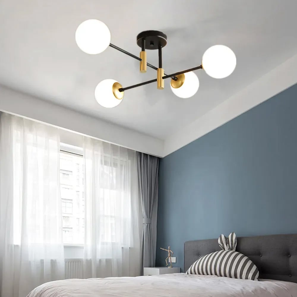 Mid-Century Modern Light Globe Chandelier | Semi-Flush Ceiling Light