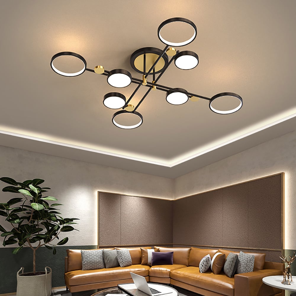 Modern Nordic LED Ring Chandelier | Semi-Flush Ceiling Light Fixture