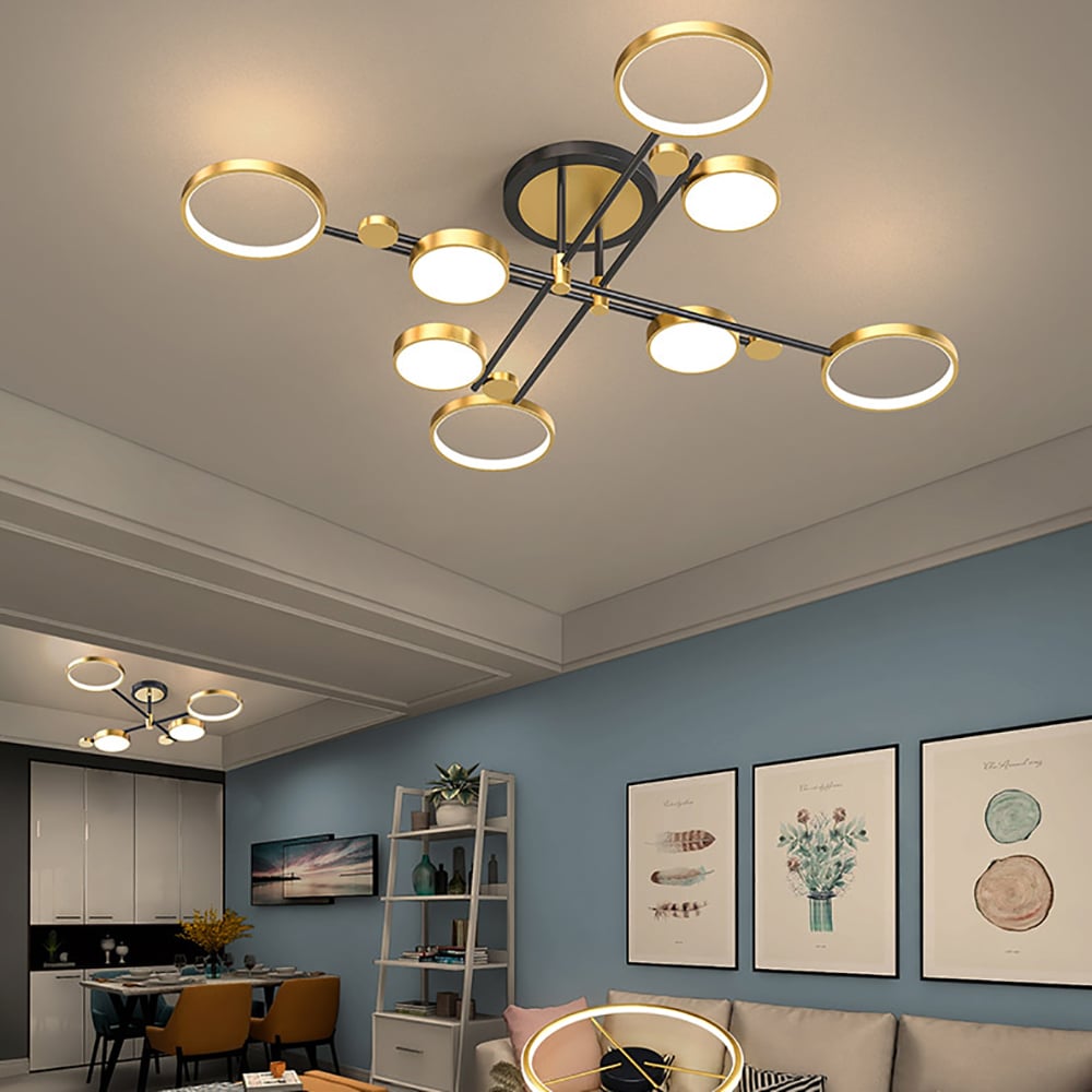 Modern Nordic LED Ring Chandelier | Semi-Flush Ceiling Light Fixture