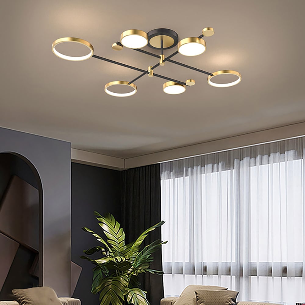 Modern Nordic LED Ring Chandelier | Semi-Flush Ceiling Light Fixture