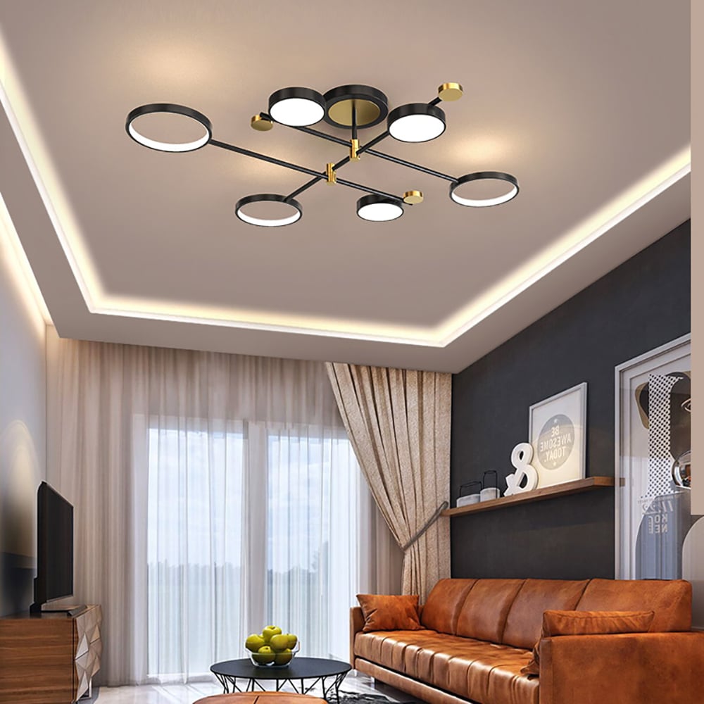 Modern Nordic LED Ring Chandelier | Semi-Flush Ceiling Light Fixture