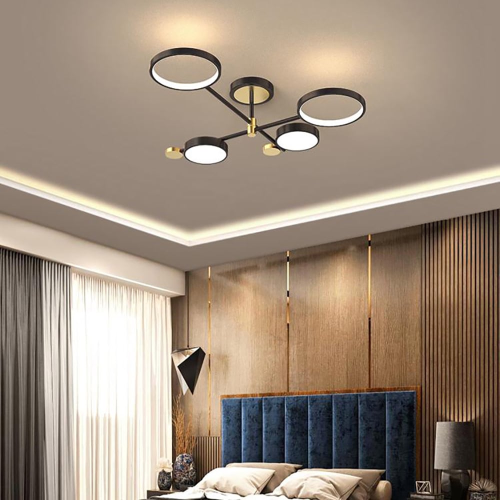 Modern Nordic LED Ring Chandelier | Semi-Flush Ceiling Light Fixture