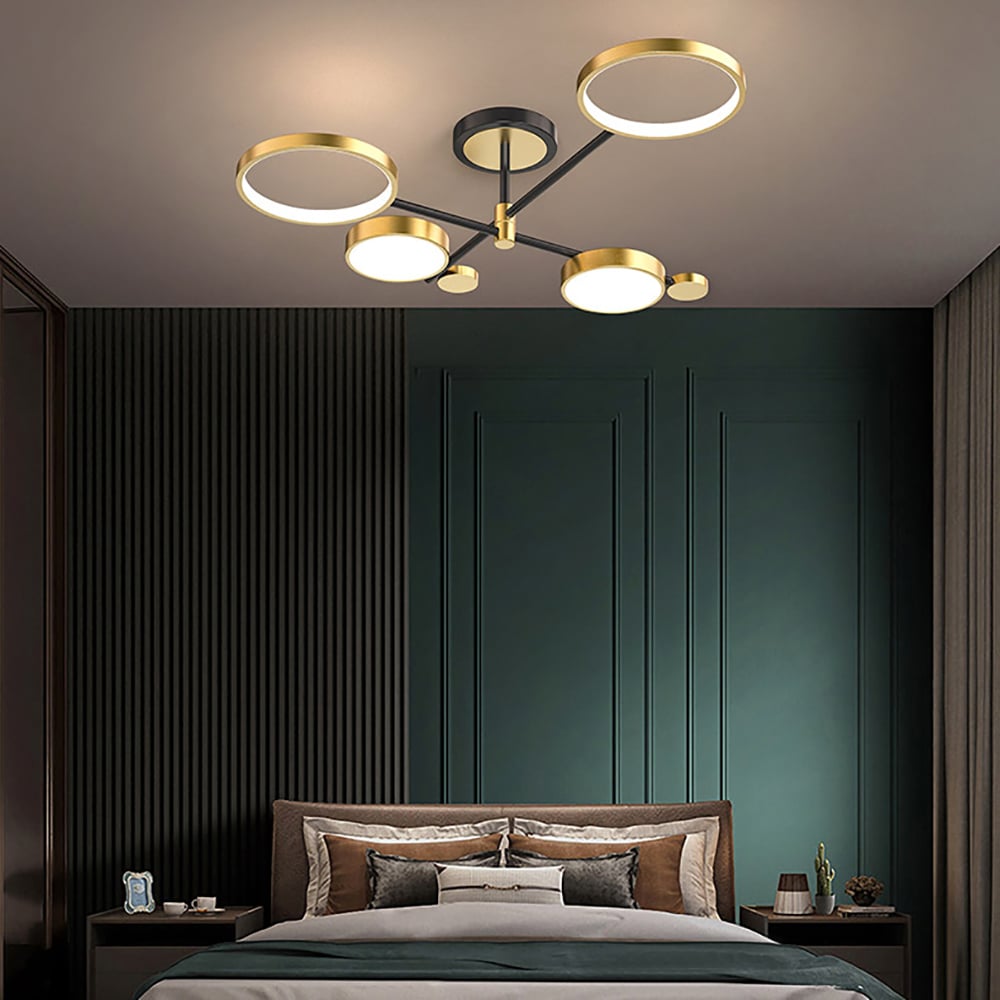 Modern Nordic LED Ring Chandelier | Semi-Flush Ceiling Light Fixture
