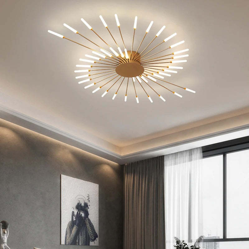 Modern Fireworks Flush Mount LED Ceiling Light | Decorative Living Room Lamp