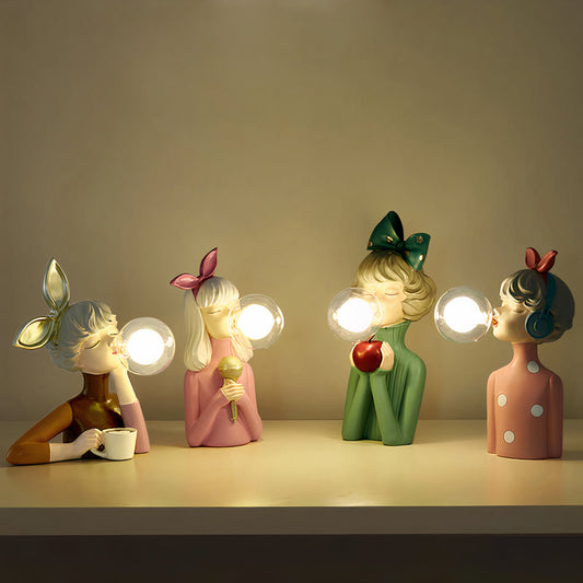 Handcrafted Artistic Figurine LED Table Lamp | Decorative Bedside and Desk Light