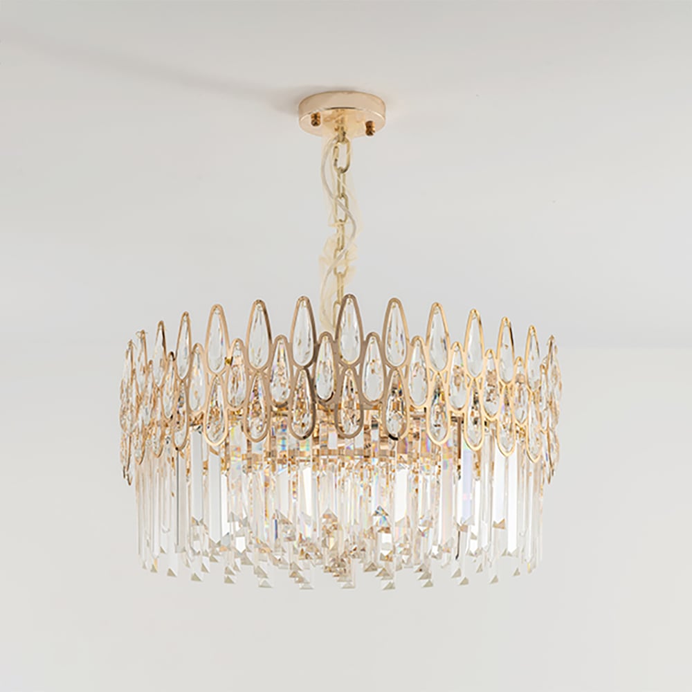 Modern Gold Crystal Chandelier for Living Room | Elegant Ceiling Light