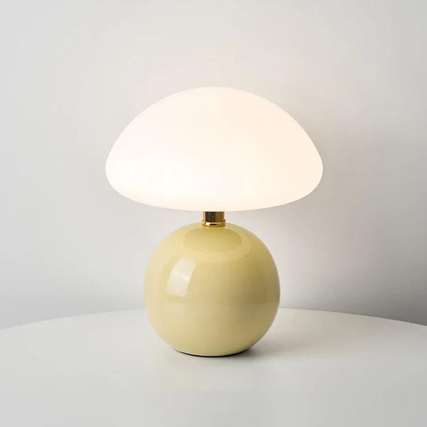 French Mushroom Ceramic Table Lamp with Bauhaus Style | Modern Bedside Light
