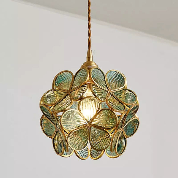 Vintage Flower Glass Pendant Ceiling Light | Elegant Hanging Lamp for Dining Room