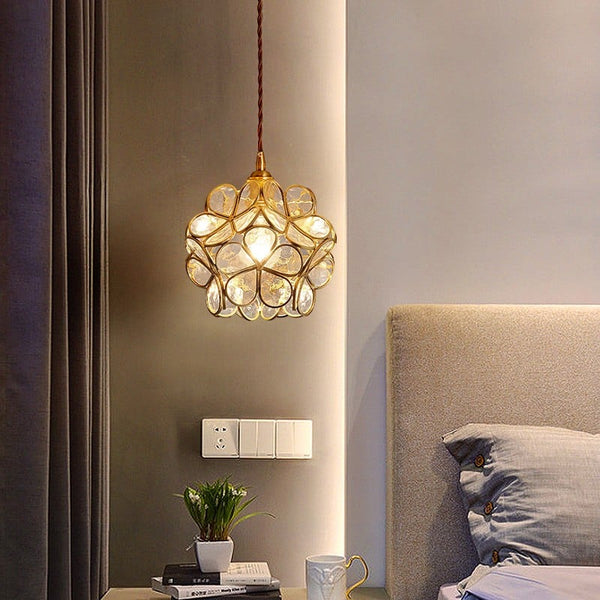 Vintage Flower Glass Pendant Ceiling Light | Elegant Hanging Lamp for Dining Room