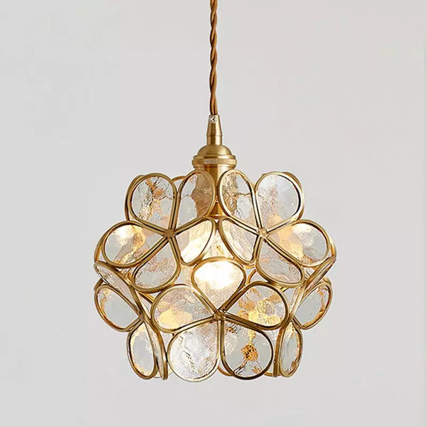 Vintage Flower Glass Pendant Ceiling Light | Elegant Hanging Lamp for Dining Room