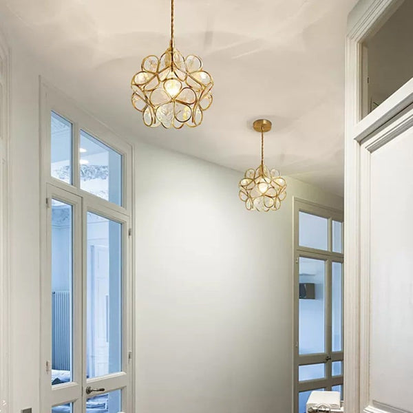 Vintage Flower Glass Pendant Ceiling Light | Elegant Hanging Lamp for Dining Room