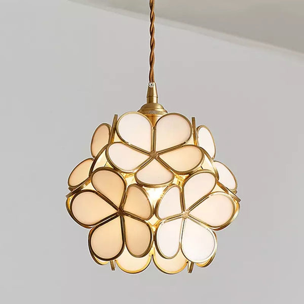 Vintage Flower Glass Pendant Ceiling Light | Elegant Hanging Lamp for Dining Room