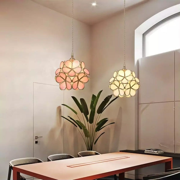 Vintage Flower Glass Pendant Ceiling Light | Elegant Hanging Lamp for Dining Room