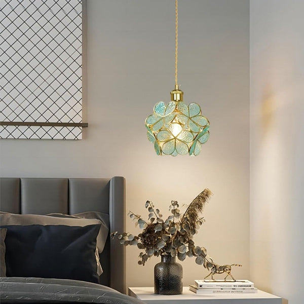 Vintage Flower Glass Pendant Ceiling Light | Elegant Hanging Lamp for Dining Room