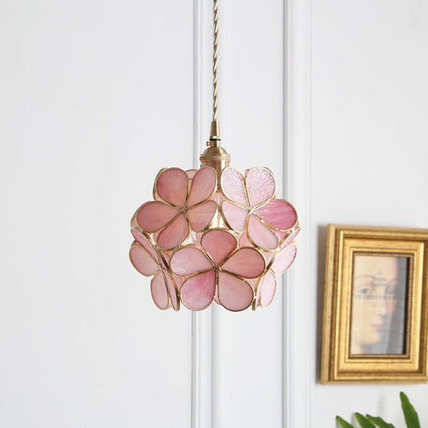 Vintage Flower Glass Pendant Ceiling Light | Elegant Hanging Lamp for Dining Room
