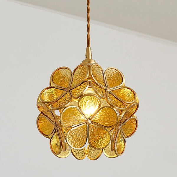 Vintage Flower Glass Pendant Ceiling Light | Elegant Hanging Lamp for Dining Room