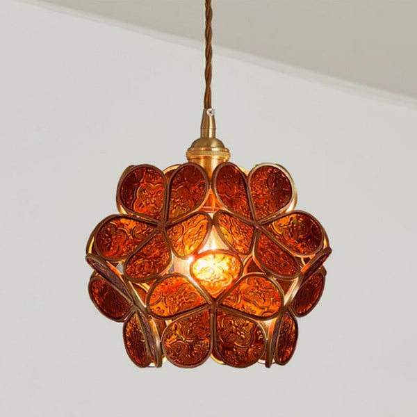 Vintage Flower Glass Pendant Ceiling Light | Elegant Hanging Lamp for Dining Room