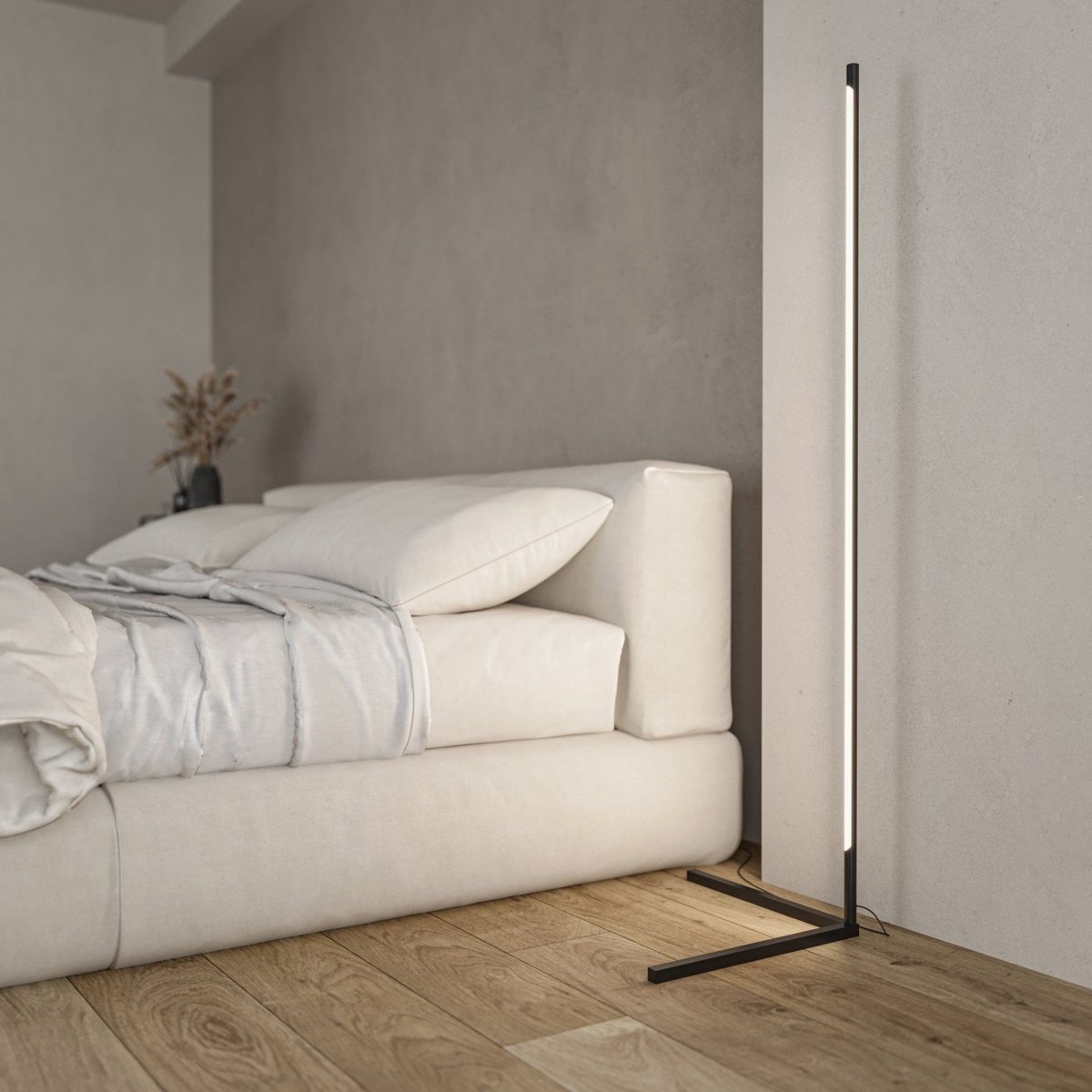 Minimalist LED Corner Floor Lamp with Remote Control | Modern Standing Light