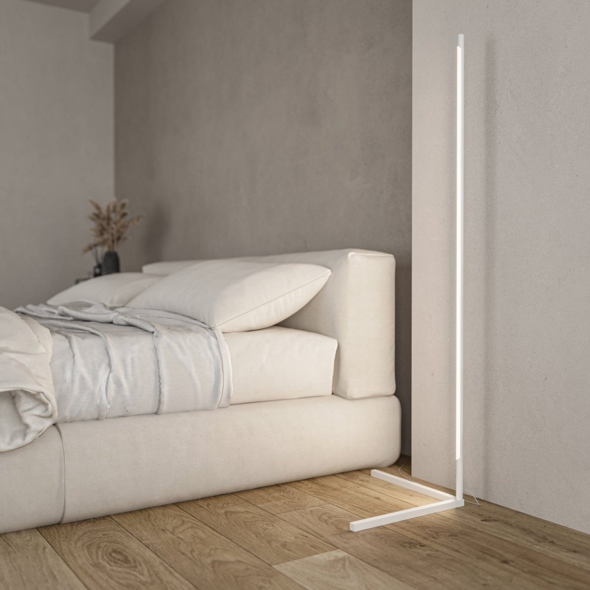 Minimalist LED Corner Floor Lamp with Remote Control | Modern Standing Light