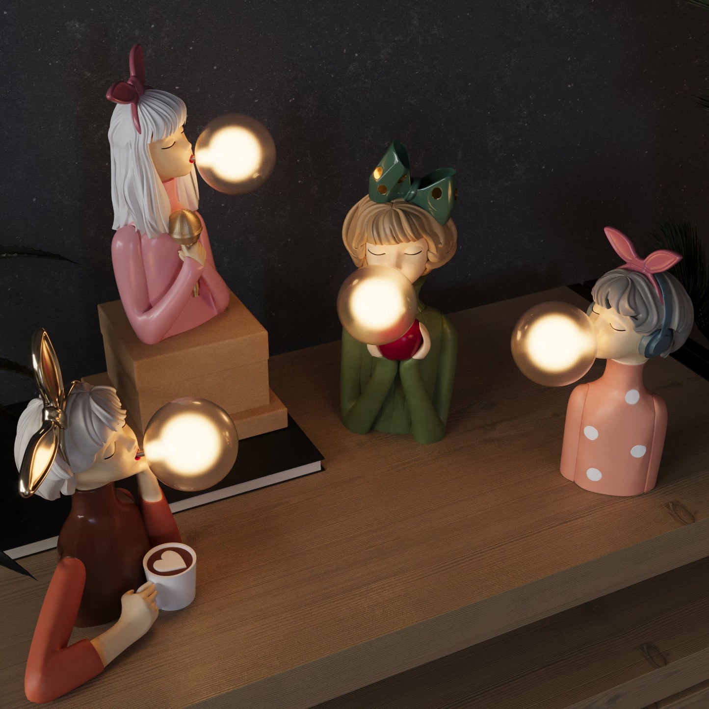 Handcrafted Artistic Figurine LED Table Lamp | Decorative Bedside and Desk Light