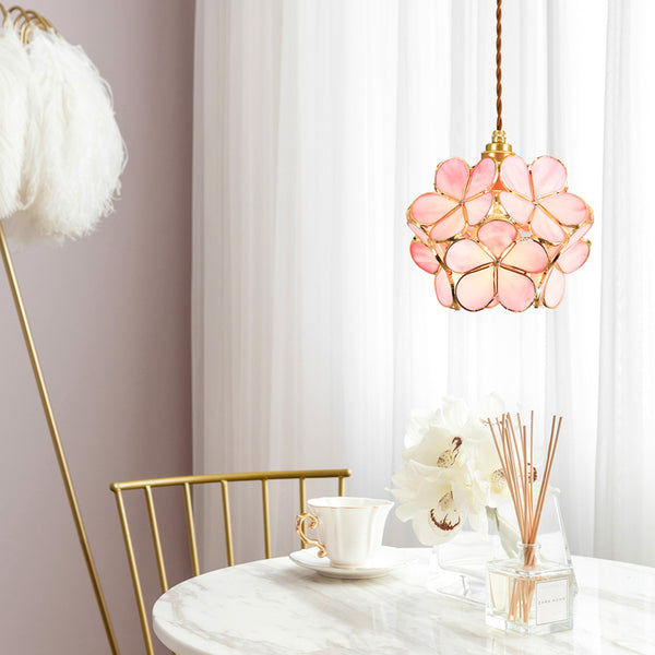 Vintage Flower Glass Pendant Ceiling Light | Elegant Hanging Lamp for Dining Room