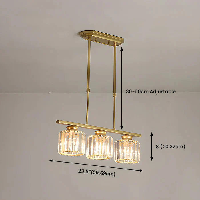 Modern Rectangular Glass Chandelier | LED Dining Room Kitchen Ceiling Light
