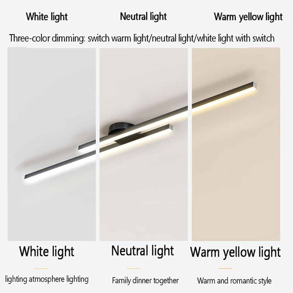 Modern Aluminium LED Ceiling Light | Long Strip Living Room Flush Mount Lamp