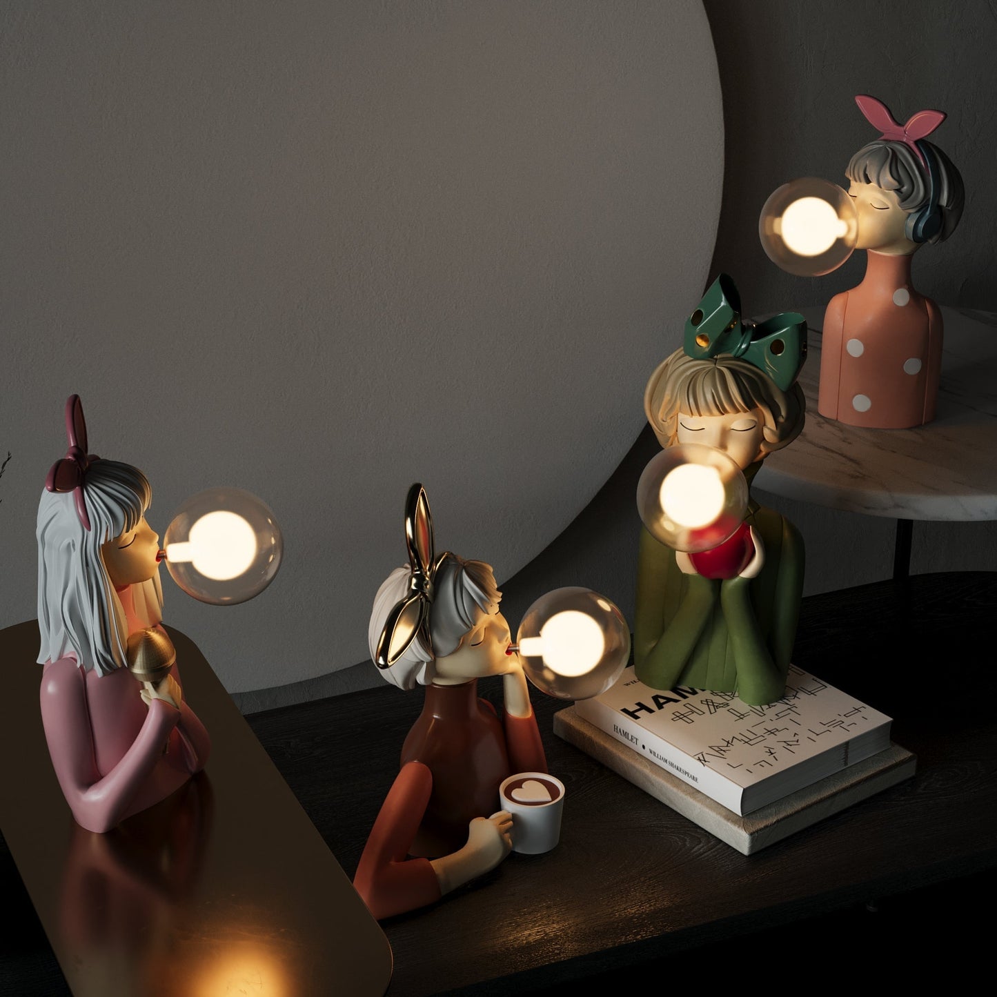 Handcrafted Artistic Figurine LED Table Lamp | Decorative Bedside and Desk Light