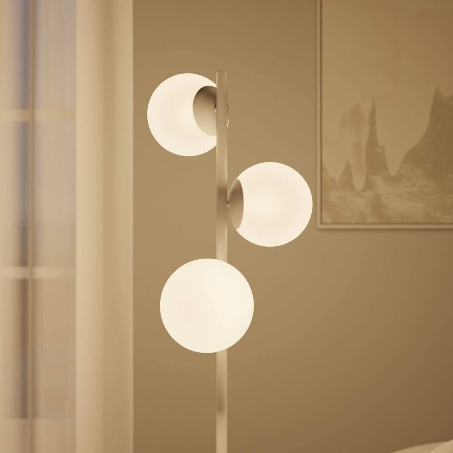 Modern Floor Lamp with Travertine Base | Elegant Standing Light for Living Room