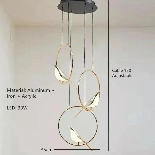Artistic Bird Design Pendant Ceiling Light | Modern Dimmable LED Chandelier Lamp
