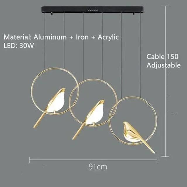 Artistic Bird Design Pendant Ceiling Light | Modern Dimmable LED Chandelier Lamp