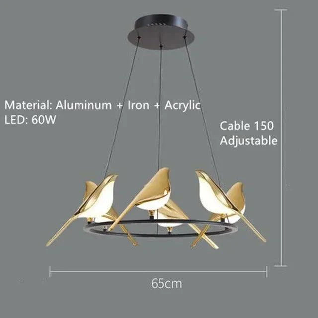 Artistic Bird Design Pendant Ceiling Light | Modern Dimmable LED Chandelier Lamp