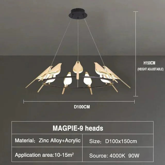 Artistic Bird Design Pendant Ceiling Light | Modern Dimmable LED Chandelier Lamp