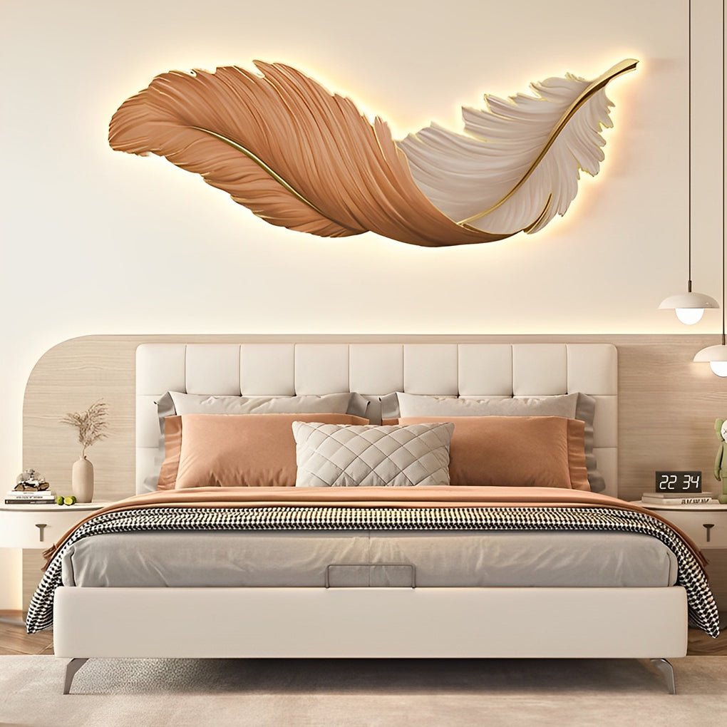 Feather Wall Sconce Light for Living Room | Modern LED Wall Lamp