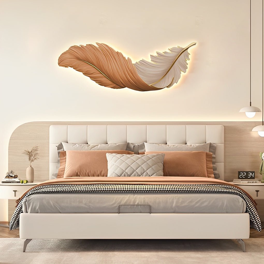 Feather Wall Sconce Light for Living Room | Modern LED Wall Lamp