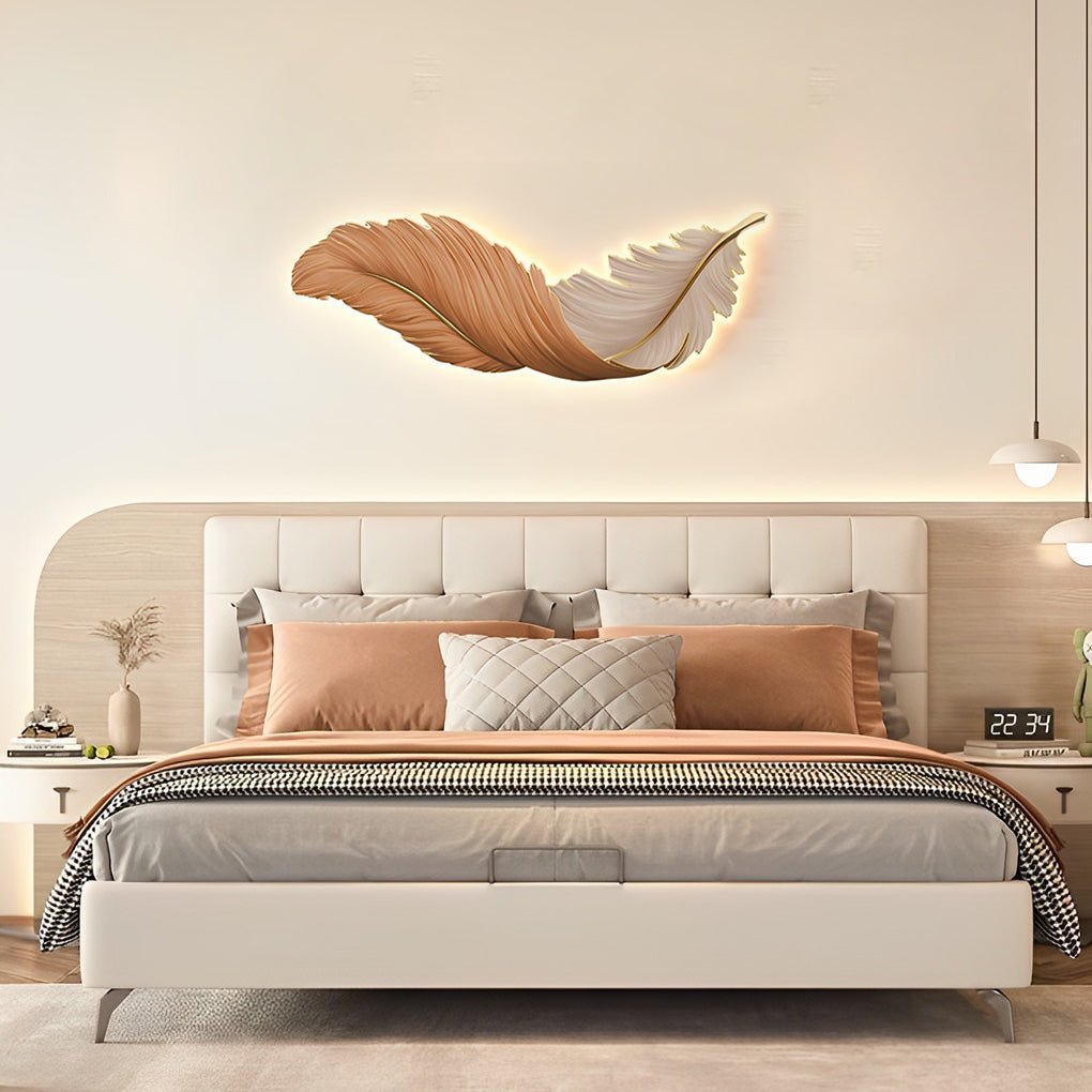 Feather Wall Sconce Light for Living Room | Modern LED Wall Lamp
