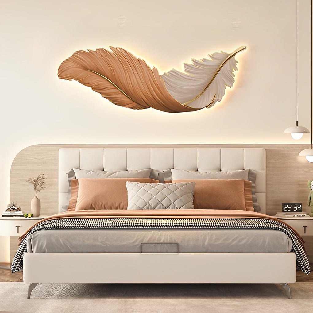 Feather Wall Sconce Light for Living Room | Modern LED Wall Lamp