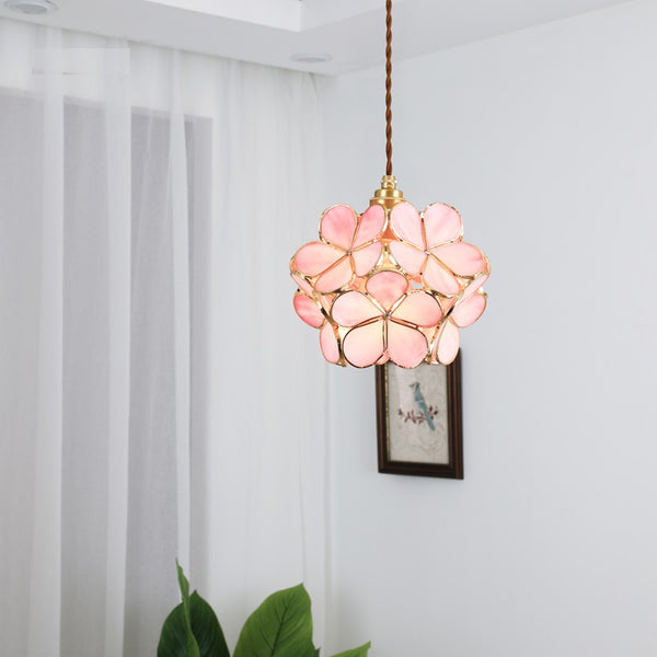 Vintage Flower Glass Pendant Ceiling Light | Elegant Hanging Lamp for Dining Room