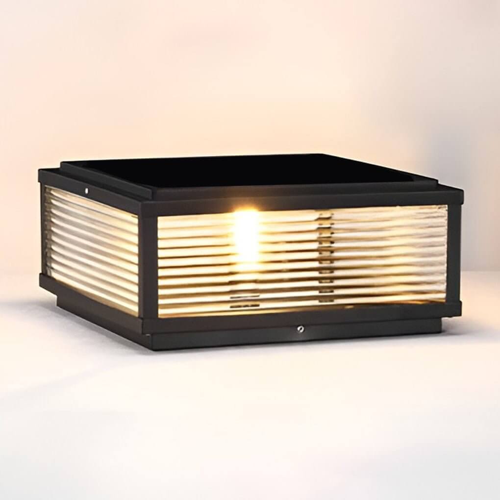 Outdoor LED Pillar Wall Light with Ribbed Glass | Modern Waterproof Gate Lamp