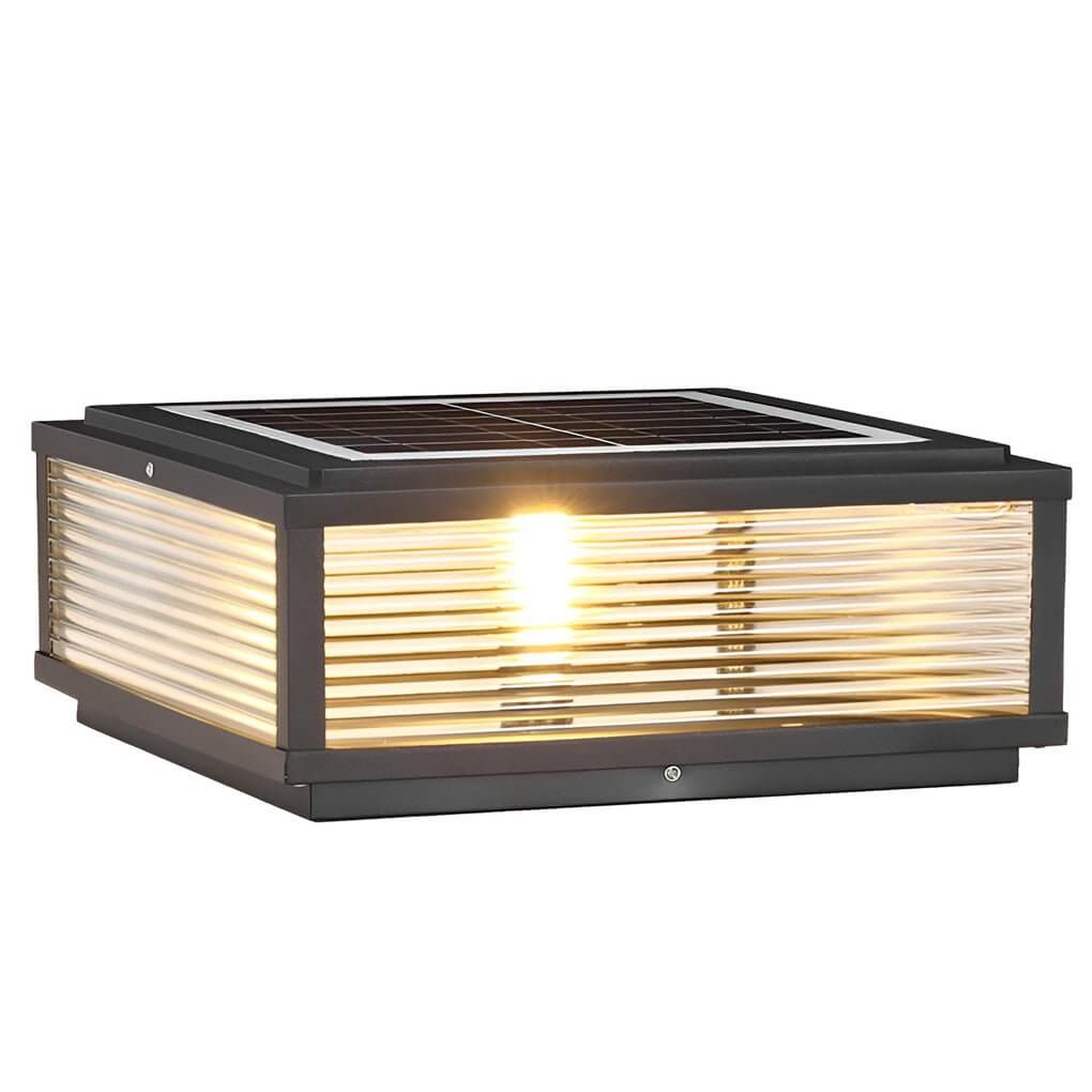 Outdoor LED Pillar Wall Light with Ribbed Glass | Modern Waterproof Gate Lamp