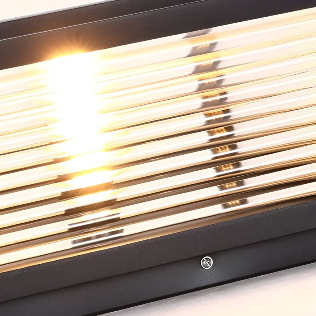 Outdoor LED Pillar Wall Light with Ribbed Glass | Modern Waterproof Gate Lamp